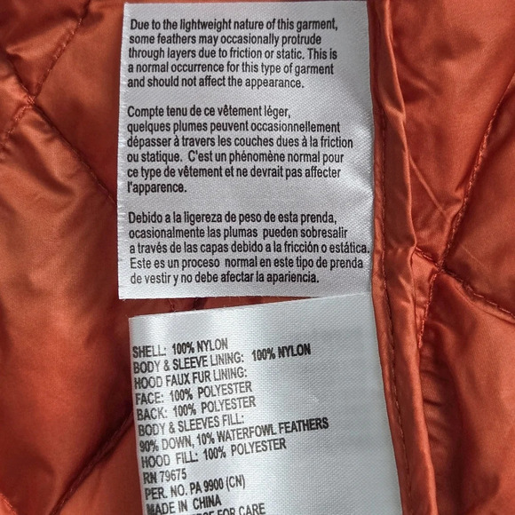 NWOT Michael Kors Fur Hooded Orange Packable Down Quilted Puffer Jacket - Picture 8 of 9